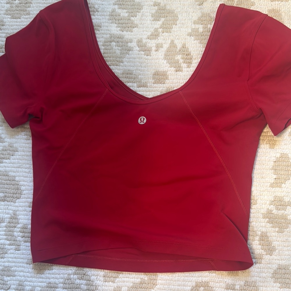 Lululemon Athletica Red Fitted Crop Bodysuit